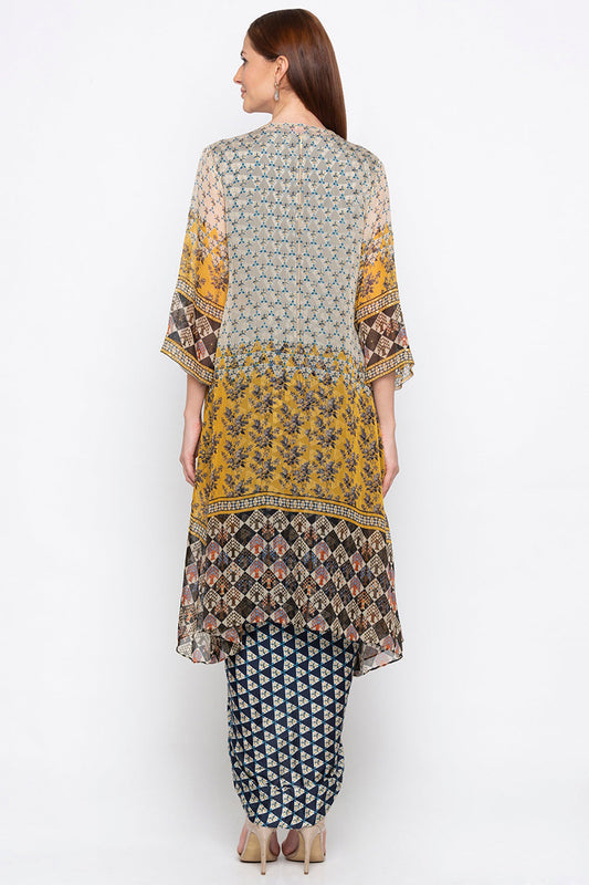 Applique Printed Dress With Jacket