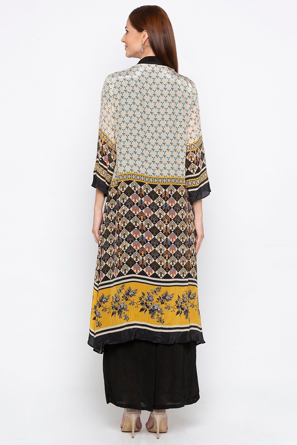 Applique Printed Jacket With Palazzo Set