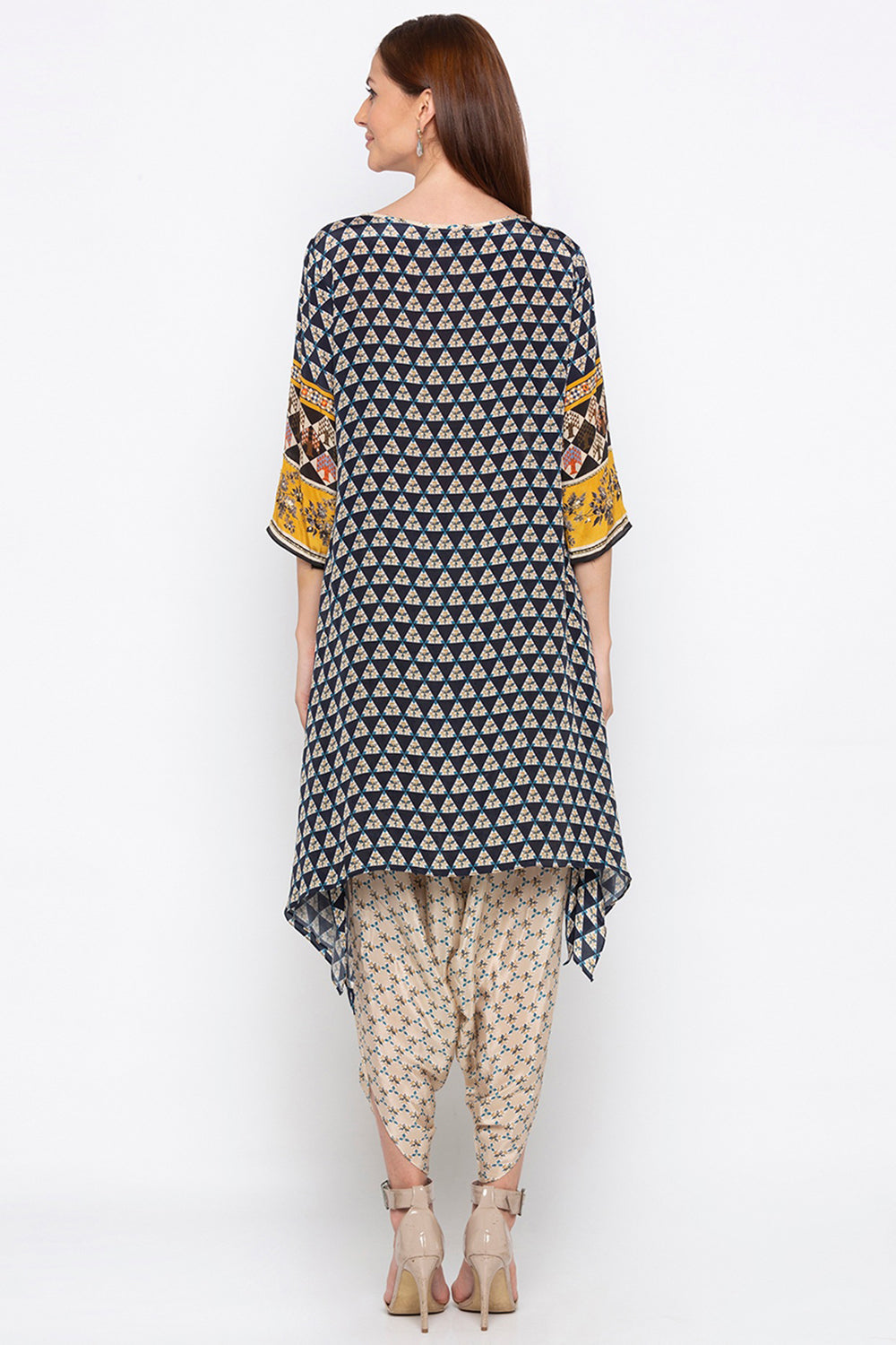 Applique Printed Dhoti Set