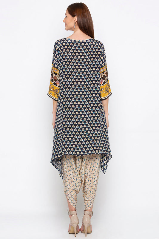 Applique Printed Dhoti Set