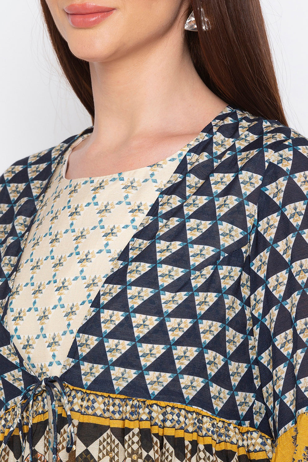 Applique Printed Dress With Jacket