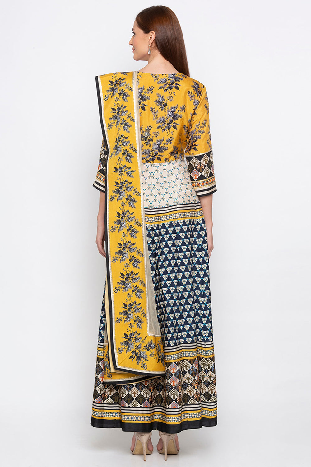 Applique Printed Anarkali With Dupatta
