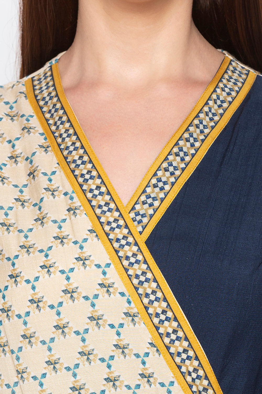 Applique Dress With Waist Tie-Up