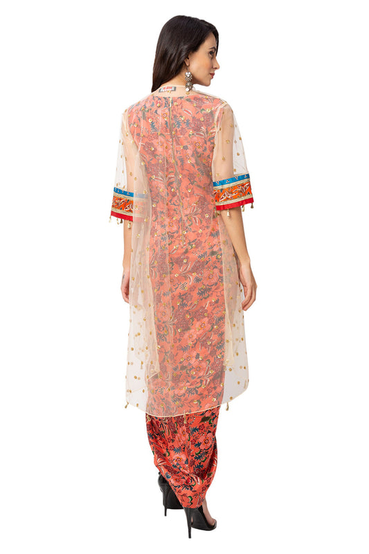 Printed Drape Dress With Jacket