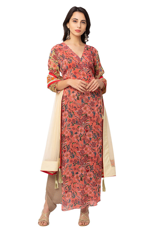 Printed Tunic With Dhoti Pants And Dupatta