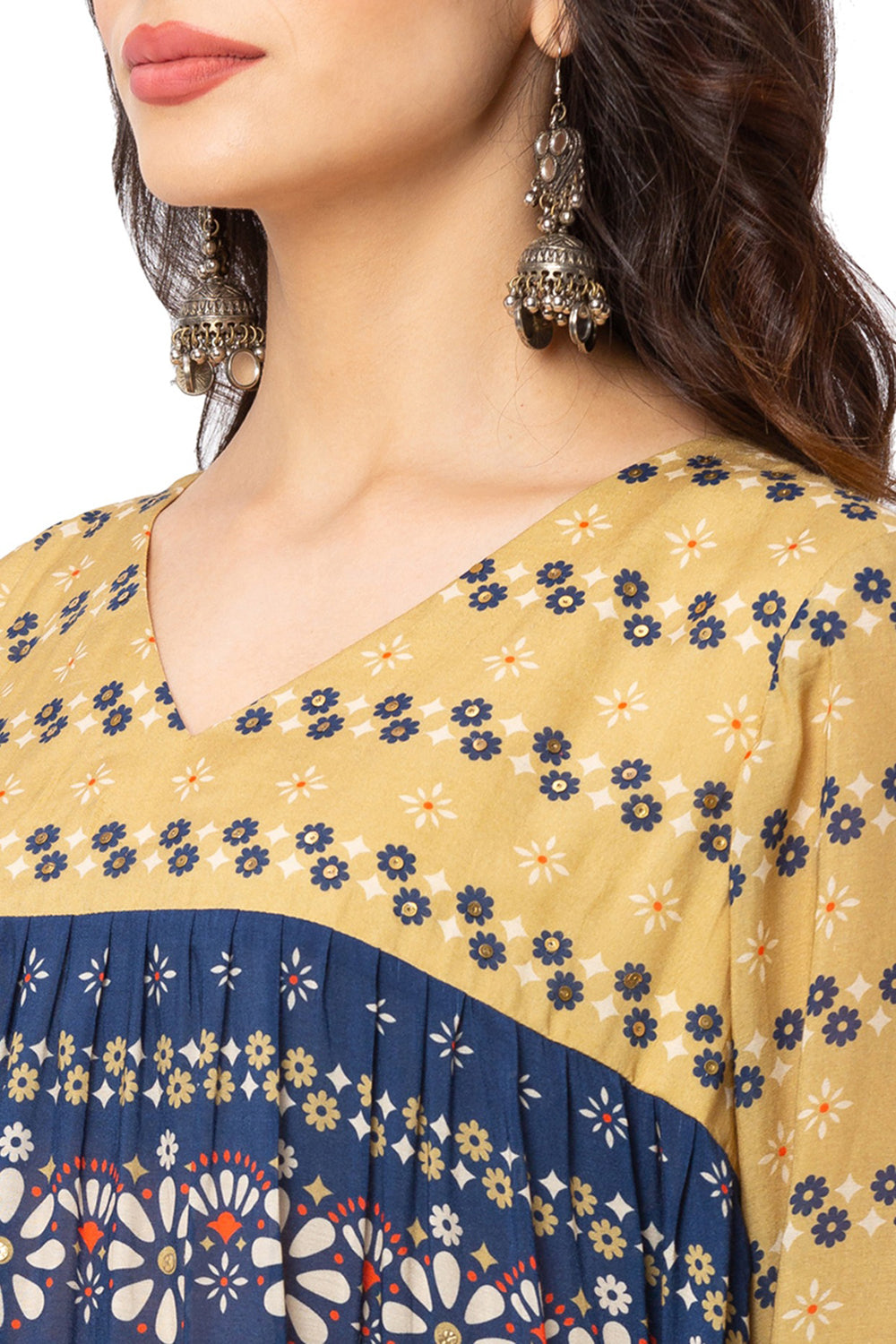 Pleated Printed Dress