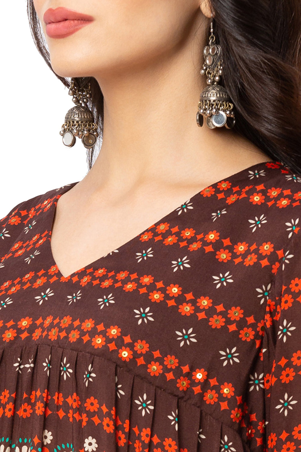 Pleated Printed Dress