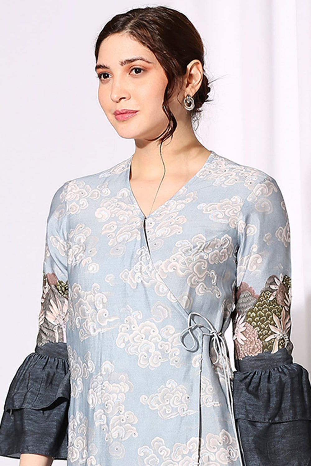 Conversational Overlap Dress With Side Tie-Up