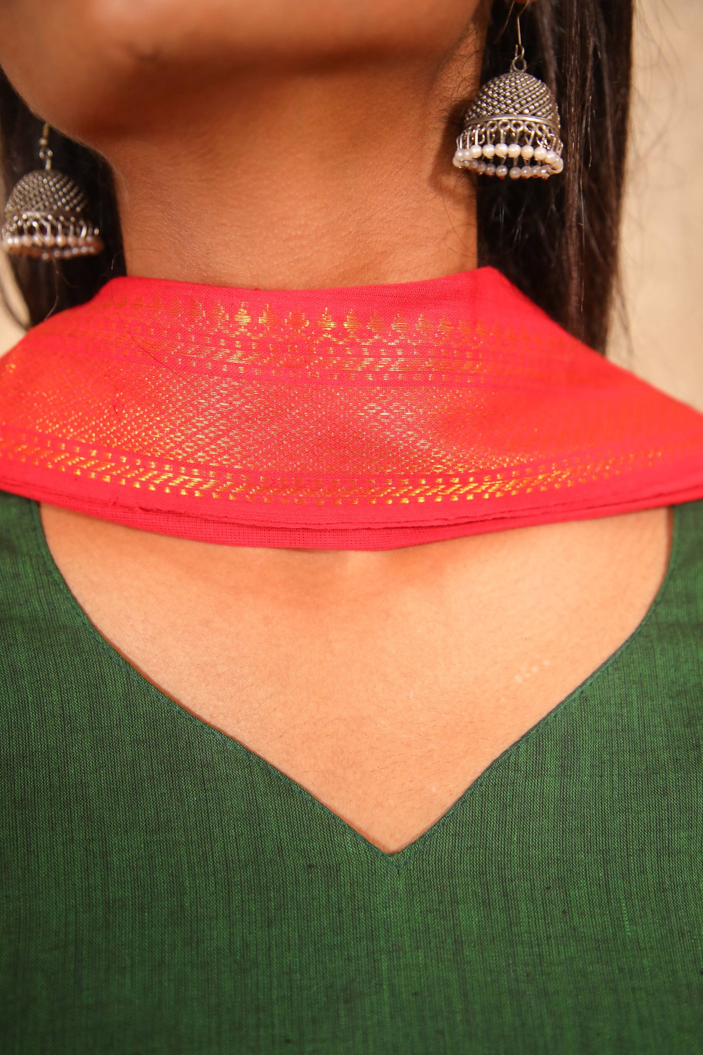 Maya - Kurti Set in Mangalagiri cotton in Green Color