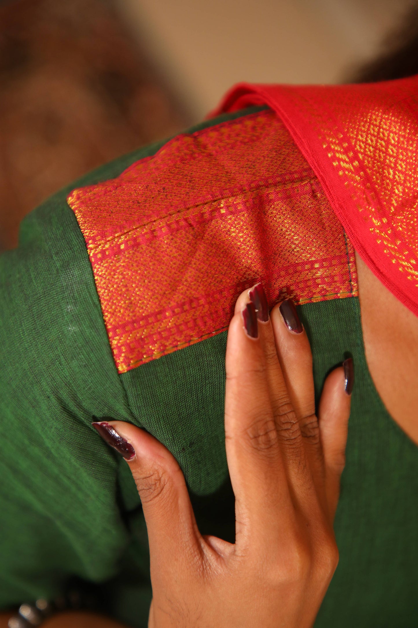 Maya - Kurti Set in Mangalagiri cotton in Green Color