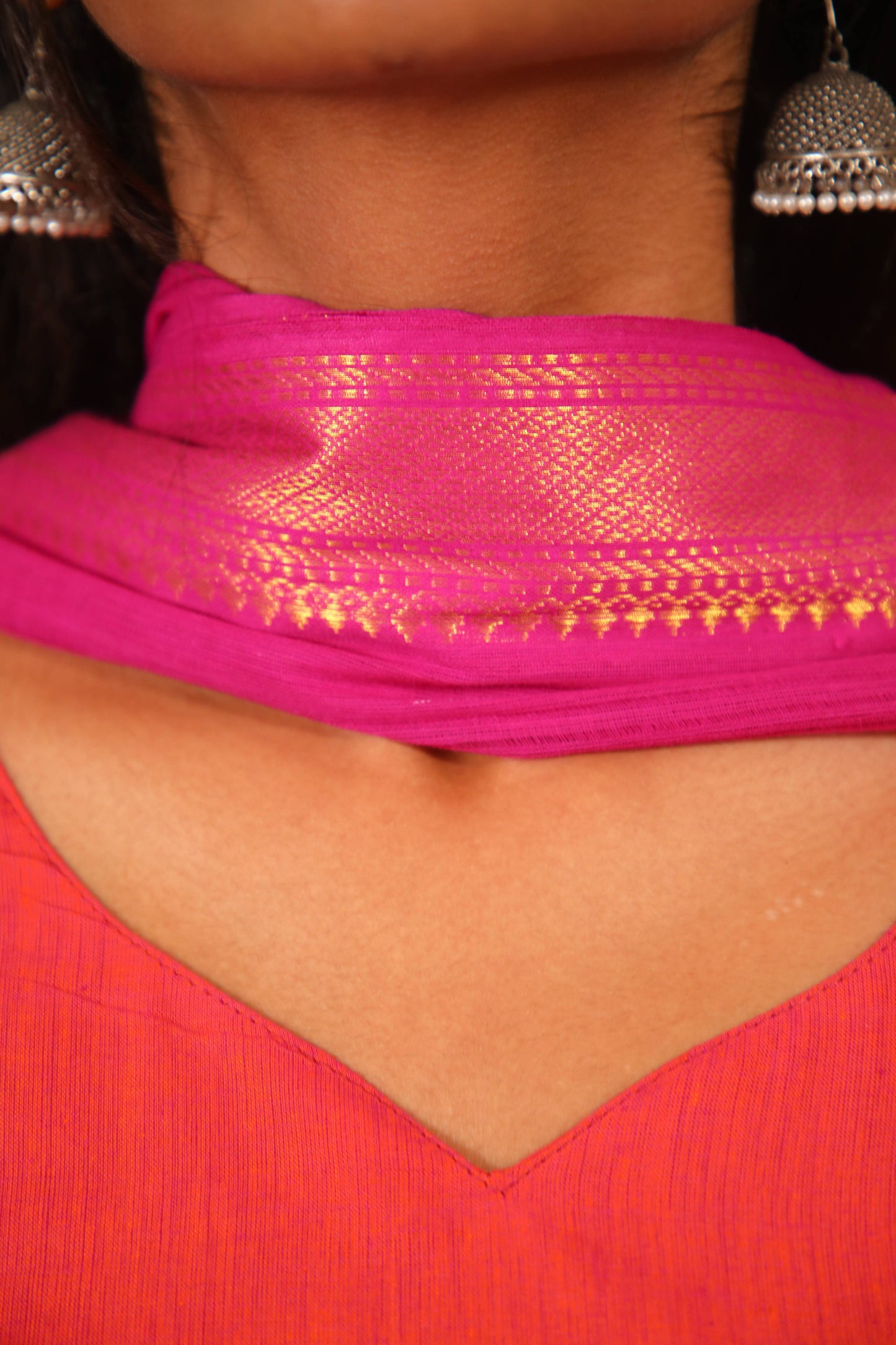 Maya - Kurti Set in Mangalagiri cotton in Rust Color