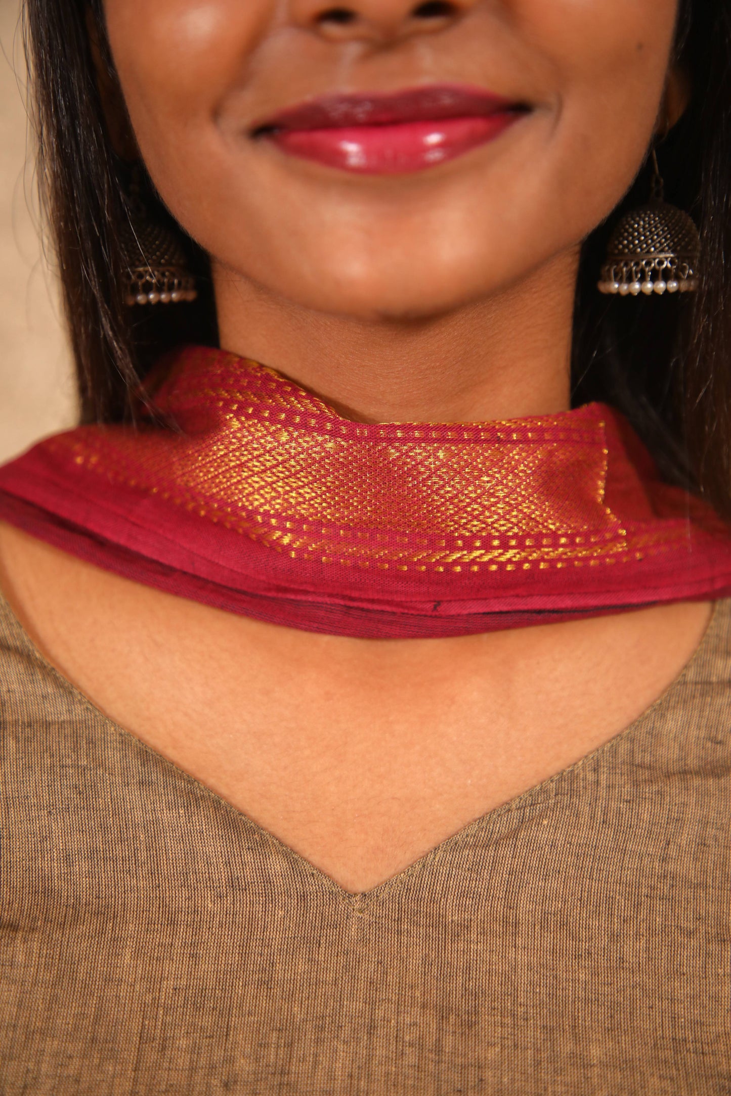 Maya - Kurti Set in Mangalagiri cotton in Beige Color