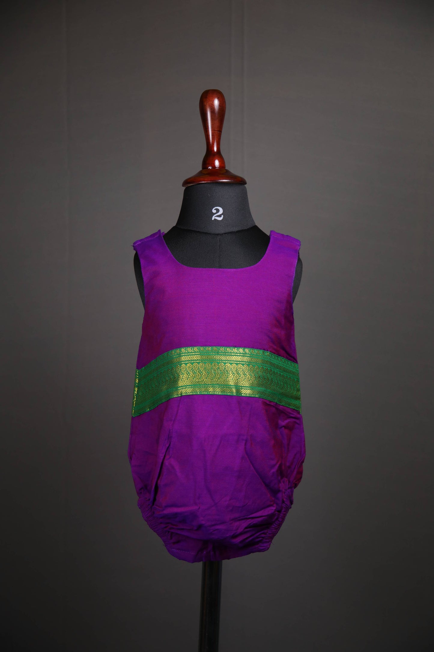 Angel Whisper - Onesie Rompers in Dual shade of purple with green zari