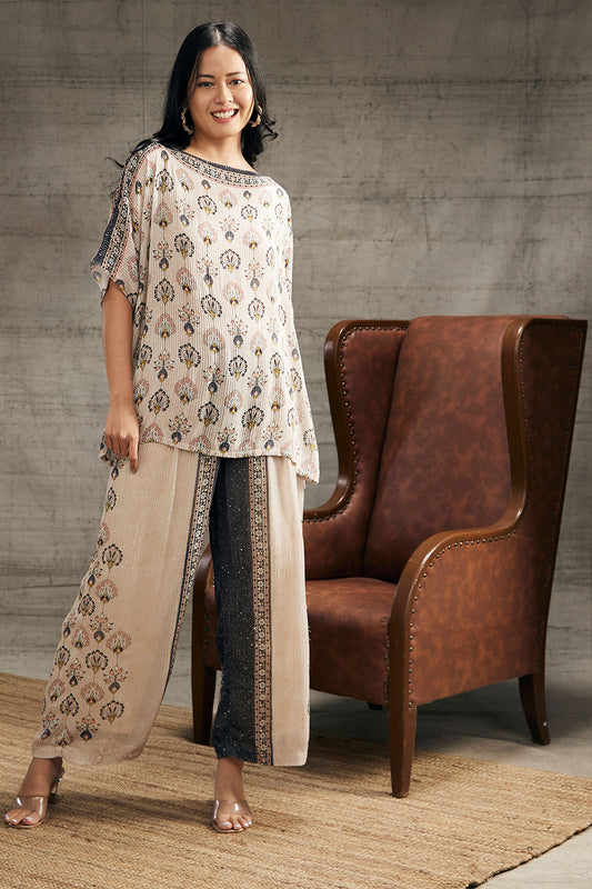 Sarouk Beige Sequin Co-Ord Set