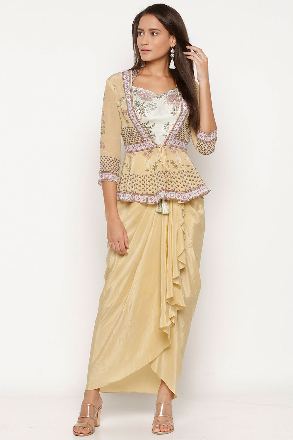 Windance Printed Skirt Set With Peplum Jacket