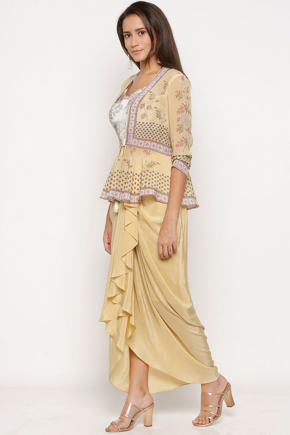 Windance Printed Skirt Set With Peplum Jacket