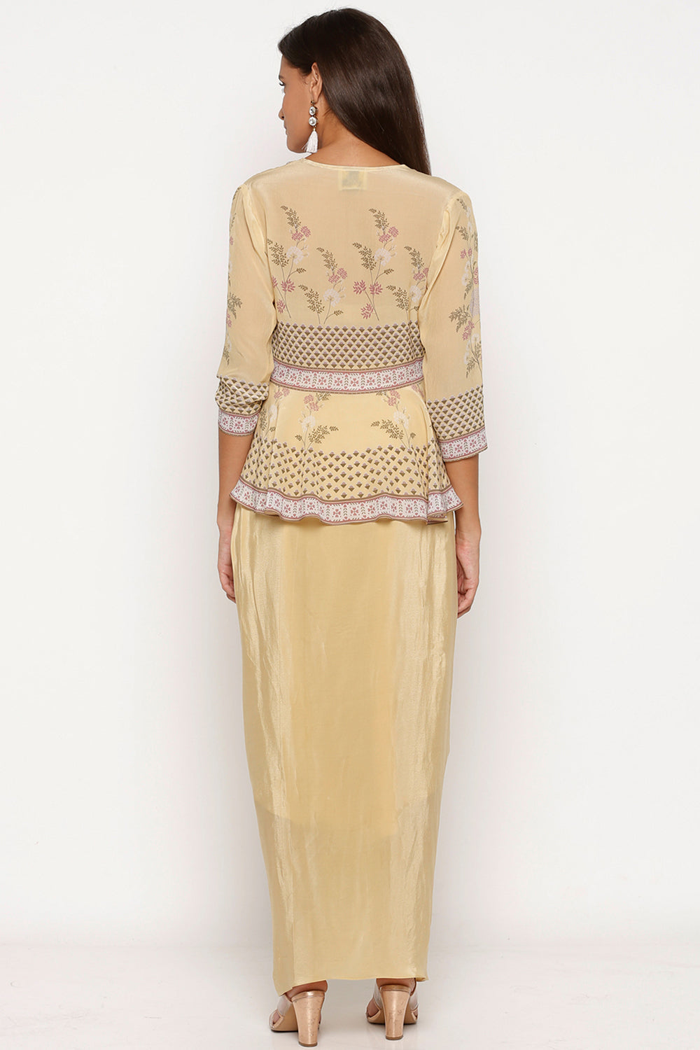 Windance Printed Skirt Set With Peplum Jacket