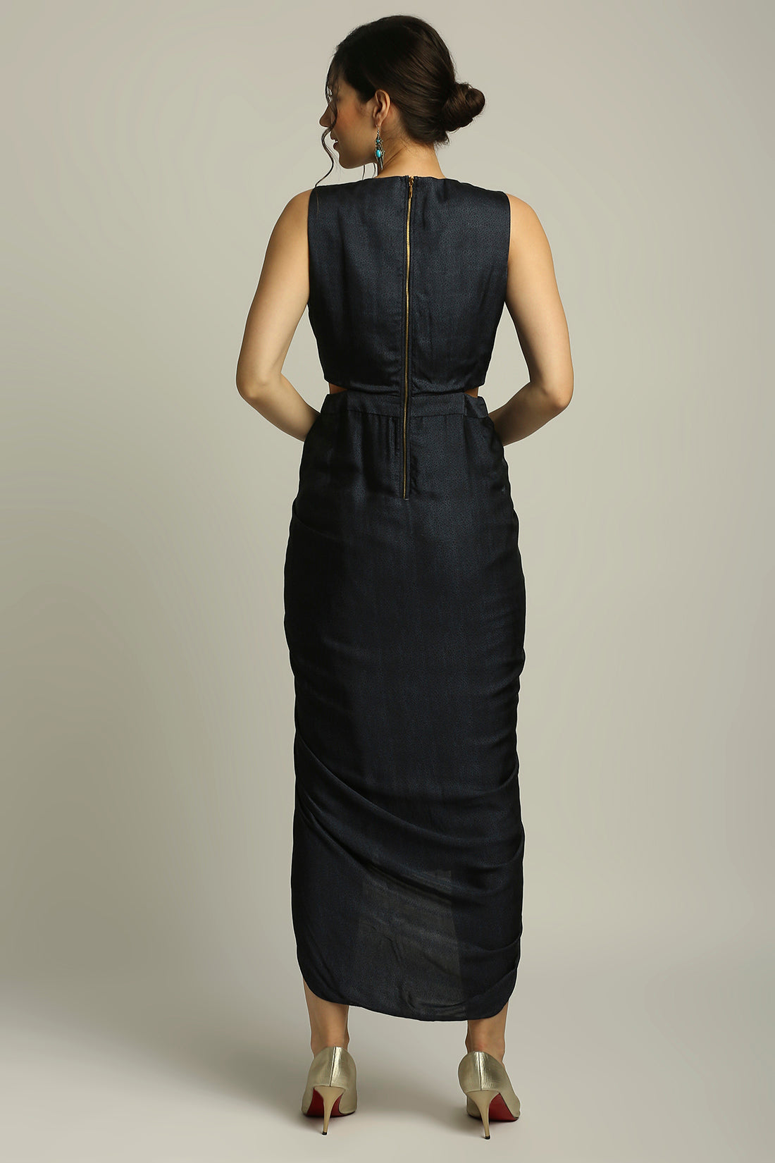 Conversational Printed Drape Dress With Jacket