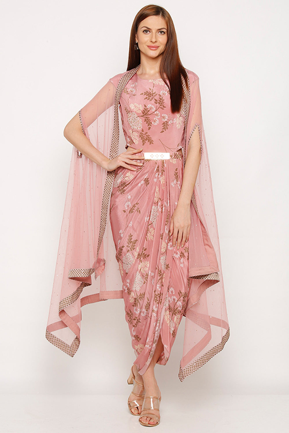 Windance Printed Dress With Cape