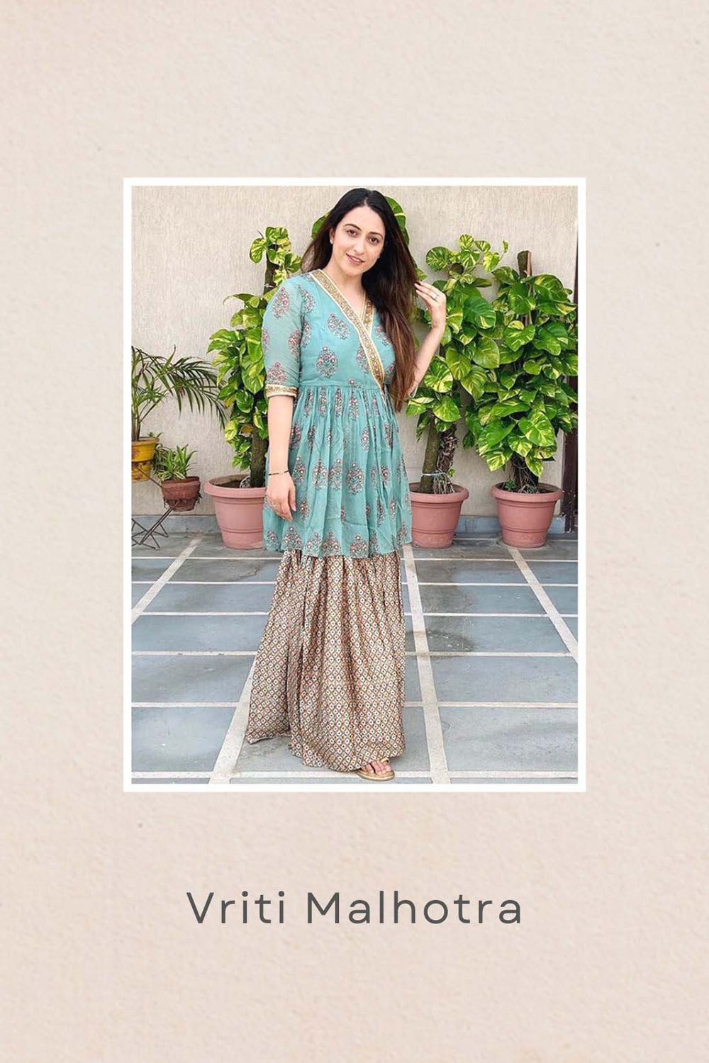 Floral Printed Overlap Top With Sharara Pant