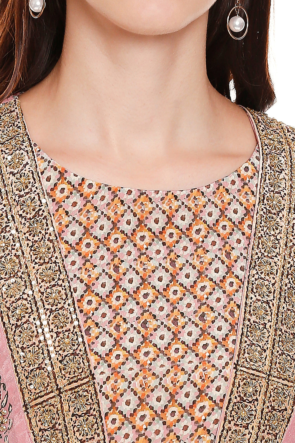 Pink Printed Dhoti Jumpsuit Paired With Jacket