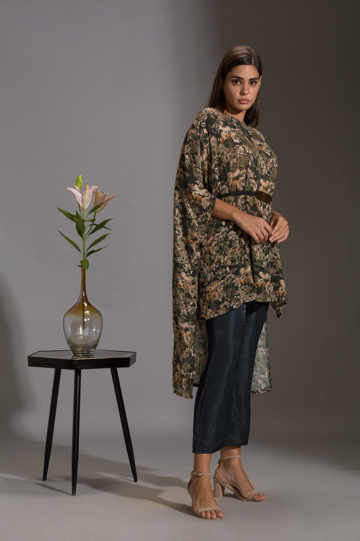 Night Shade Sequin Kaftaan Top And Pants