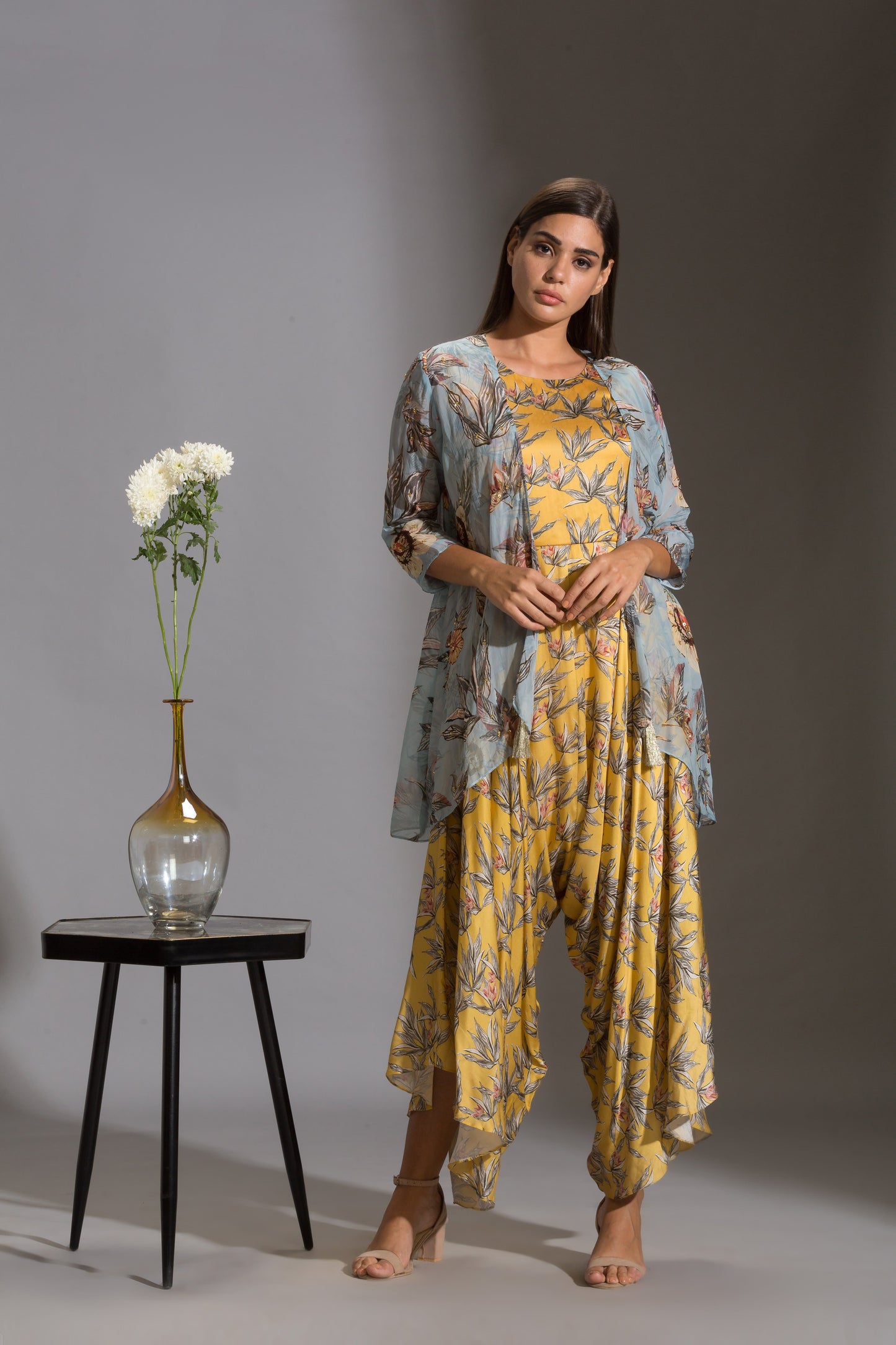 Anthia Floral Printed Dhoti  Jumpsuit With Jacket