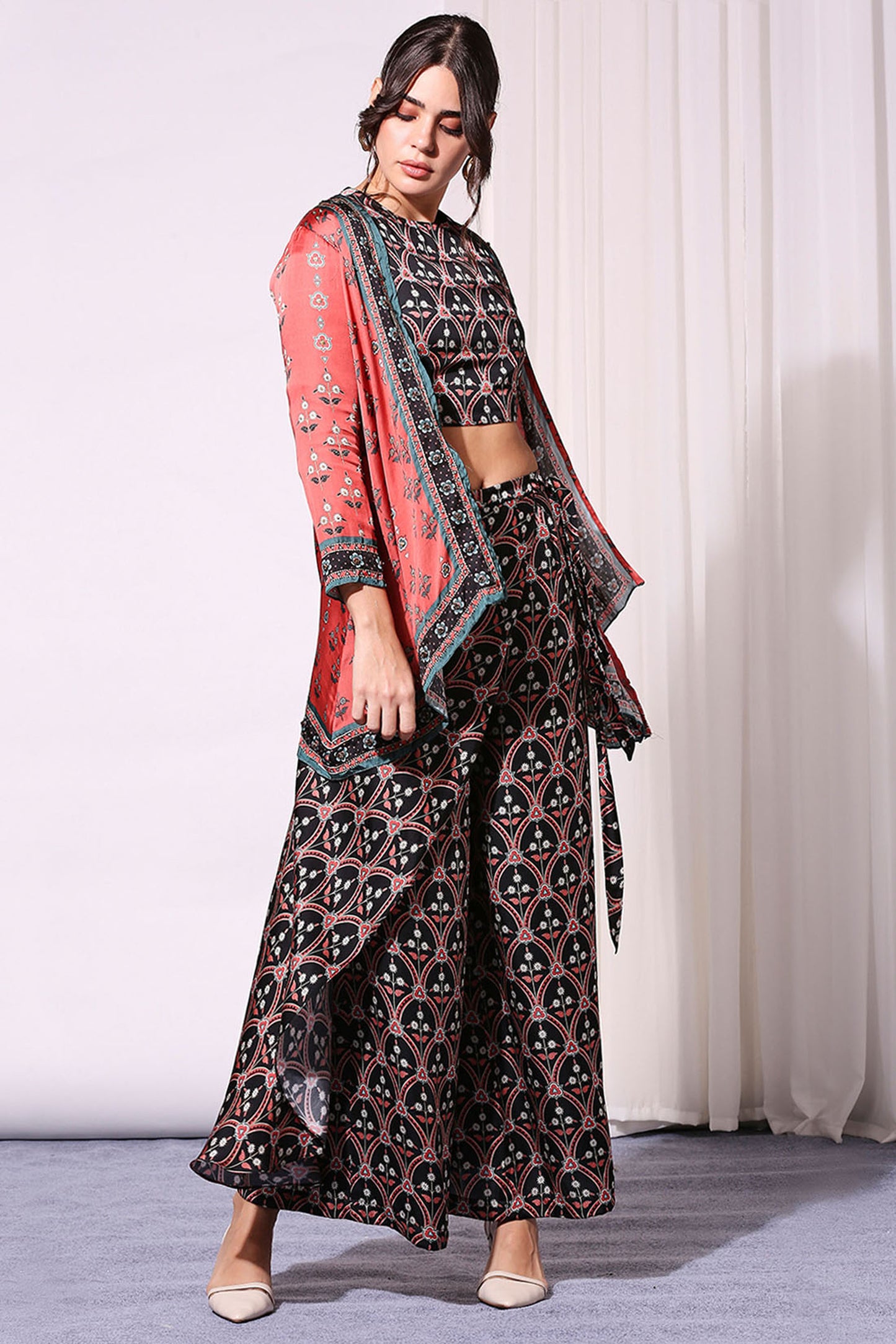Ethnic Printed Co-Ord Set And Jacket