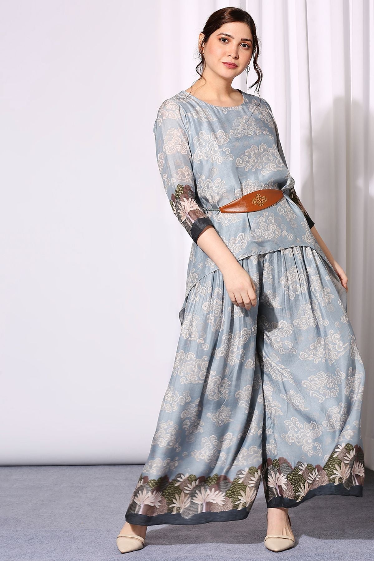 Conversational Printed Asymmetrical Co-Ord Set