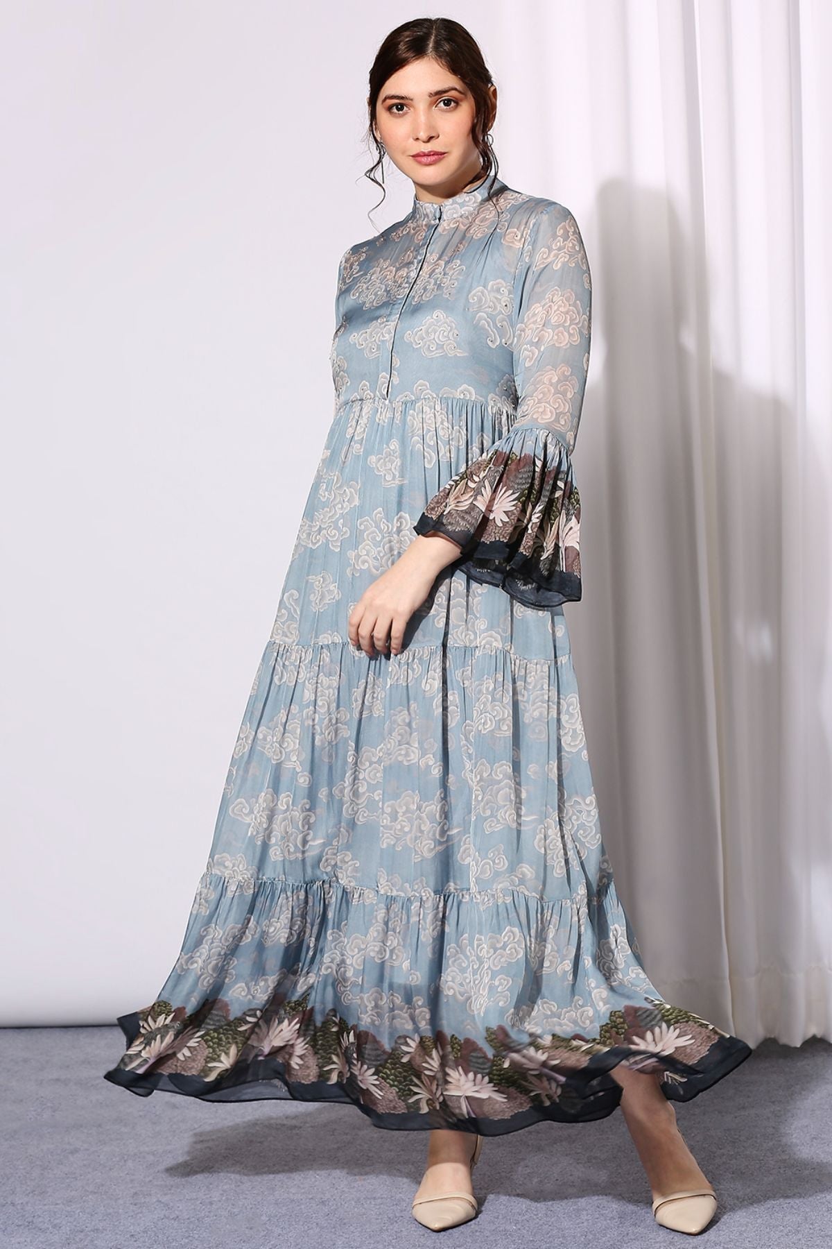 Conversational Printed Tiered Dress