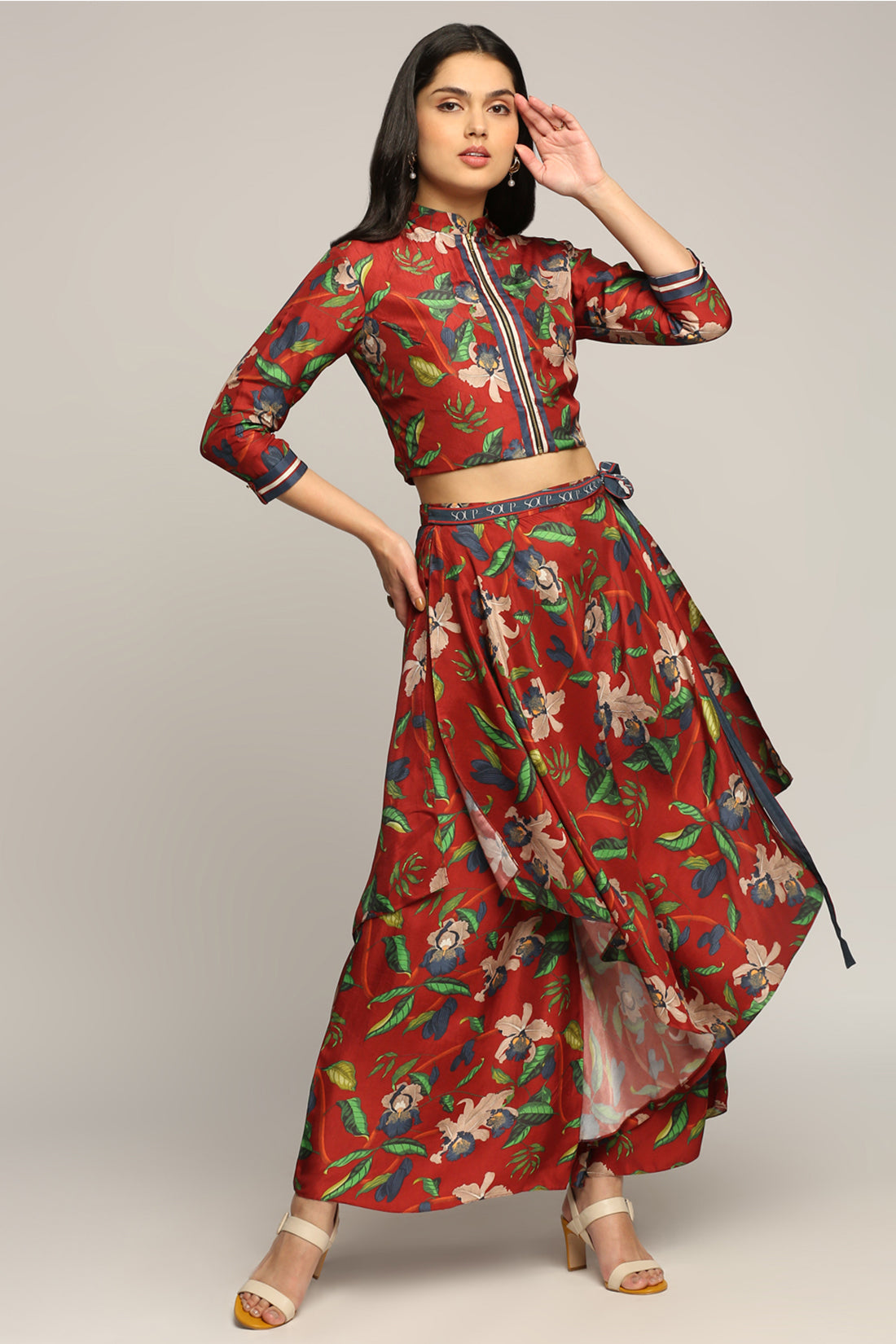 Orchid Bloom Printed Jacket With Layered Pants