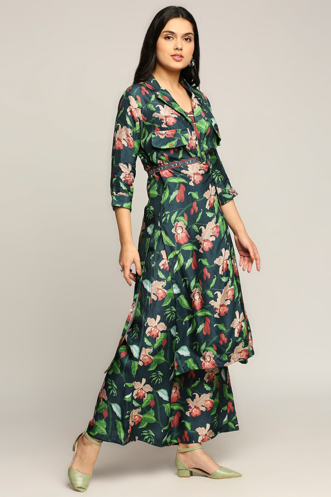 Orchid Bloom Printed Co-Ord Set With Jacket