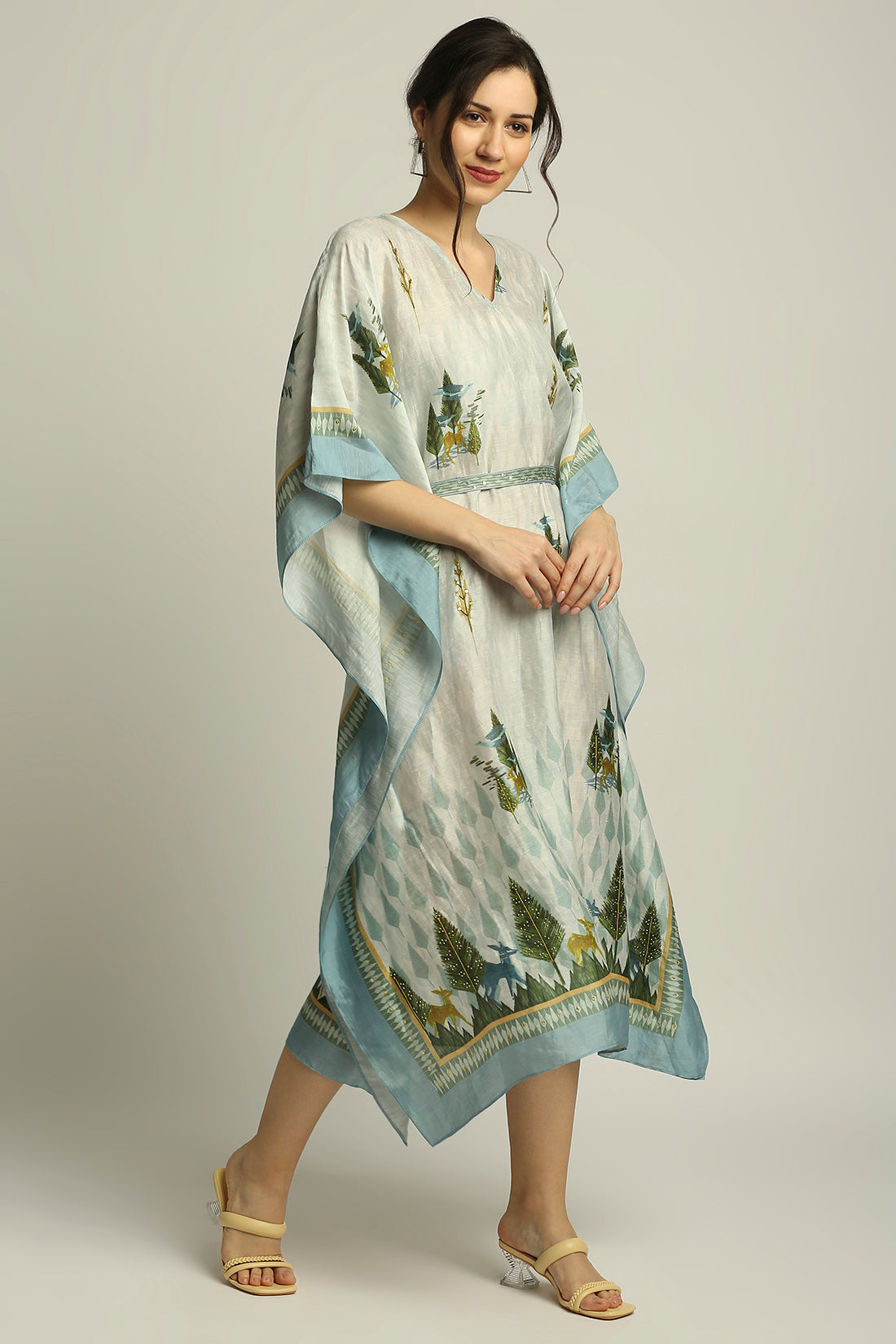 Nature Collective Printed Kaftan With Belt
