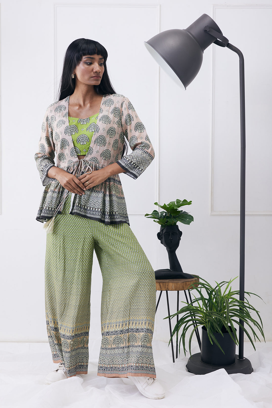 Ela Printed Co-Ord Set With Peplum Jacket