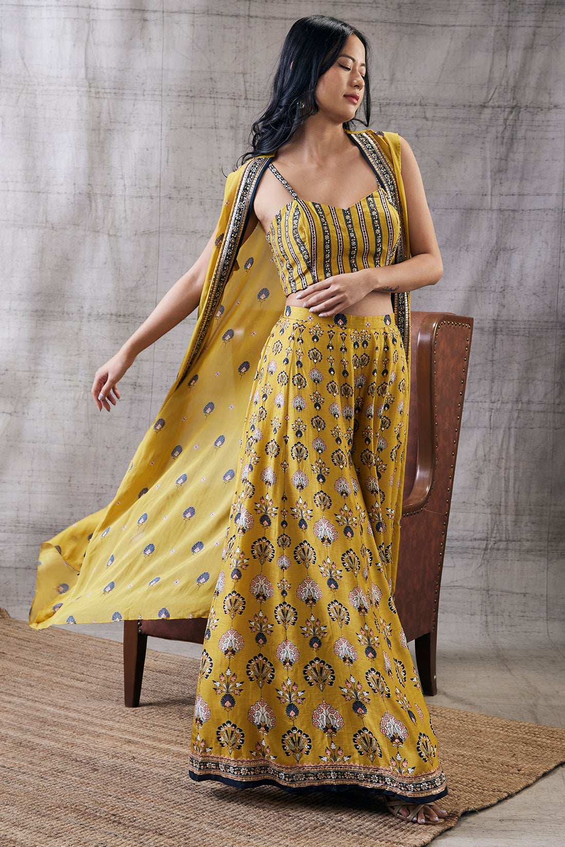 Sarouk Embroidered Co-Ord Set With Jacket