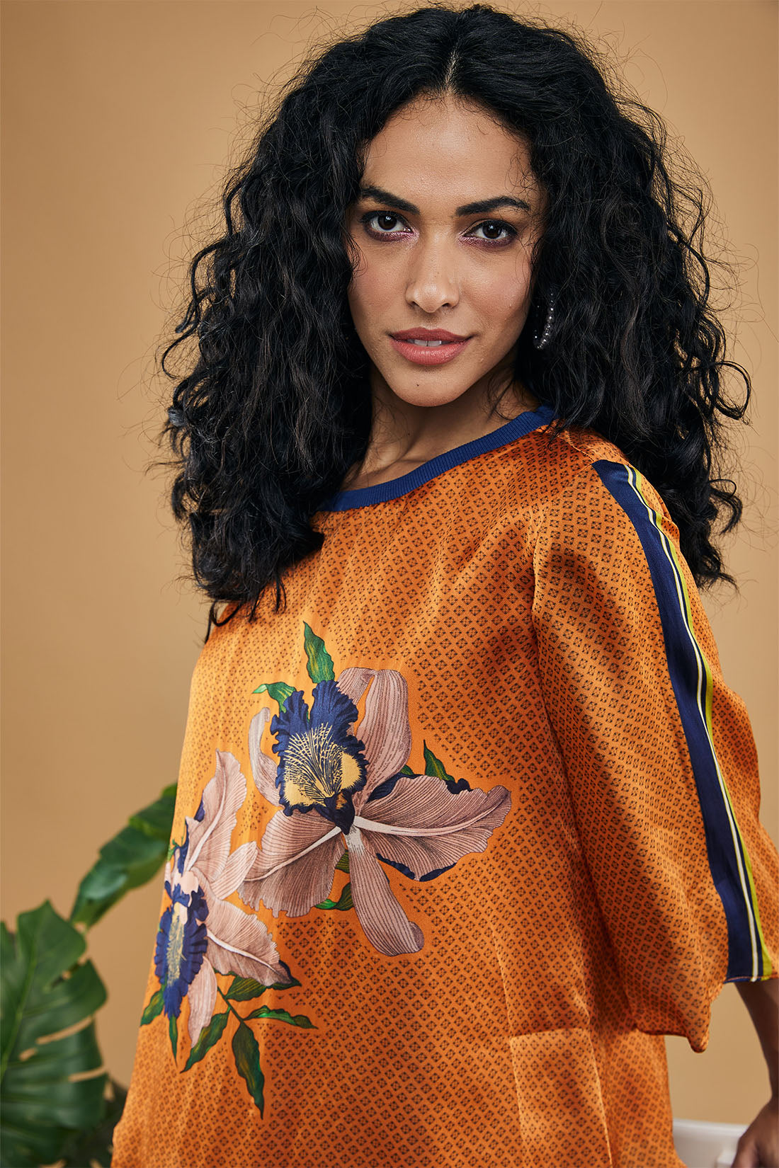 Orange Orchid Bloom Printed Co-Ord Set