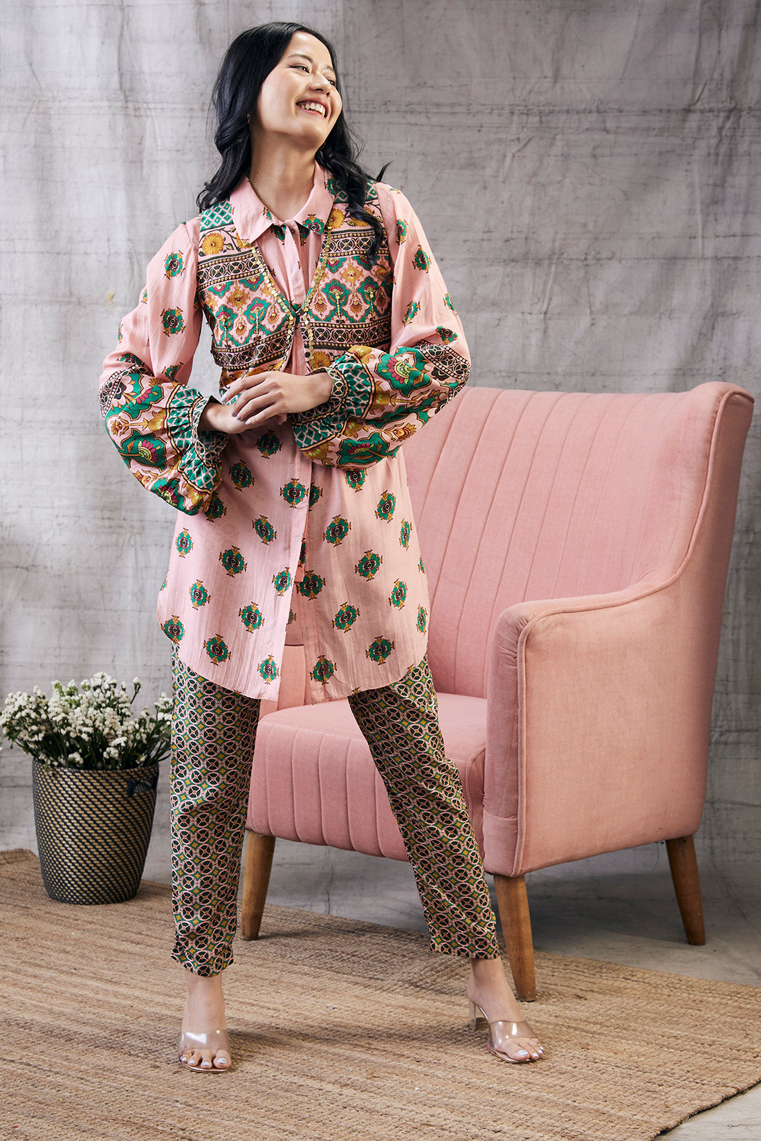 Taahira Printed Co-Ord Set With Jacket