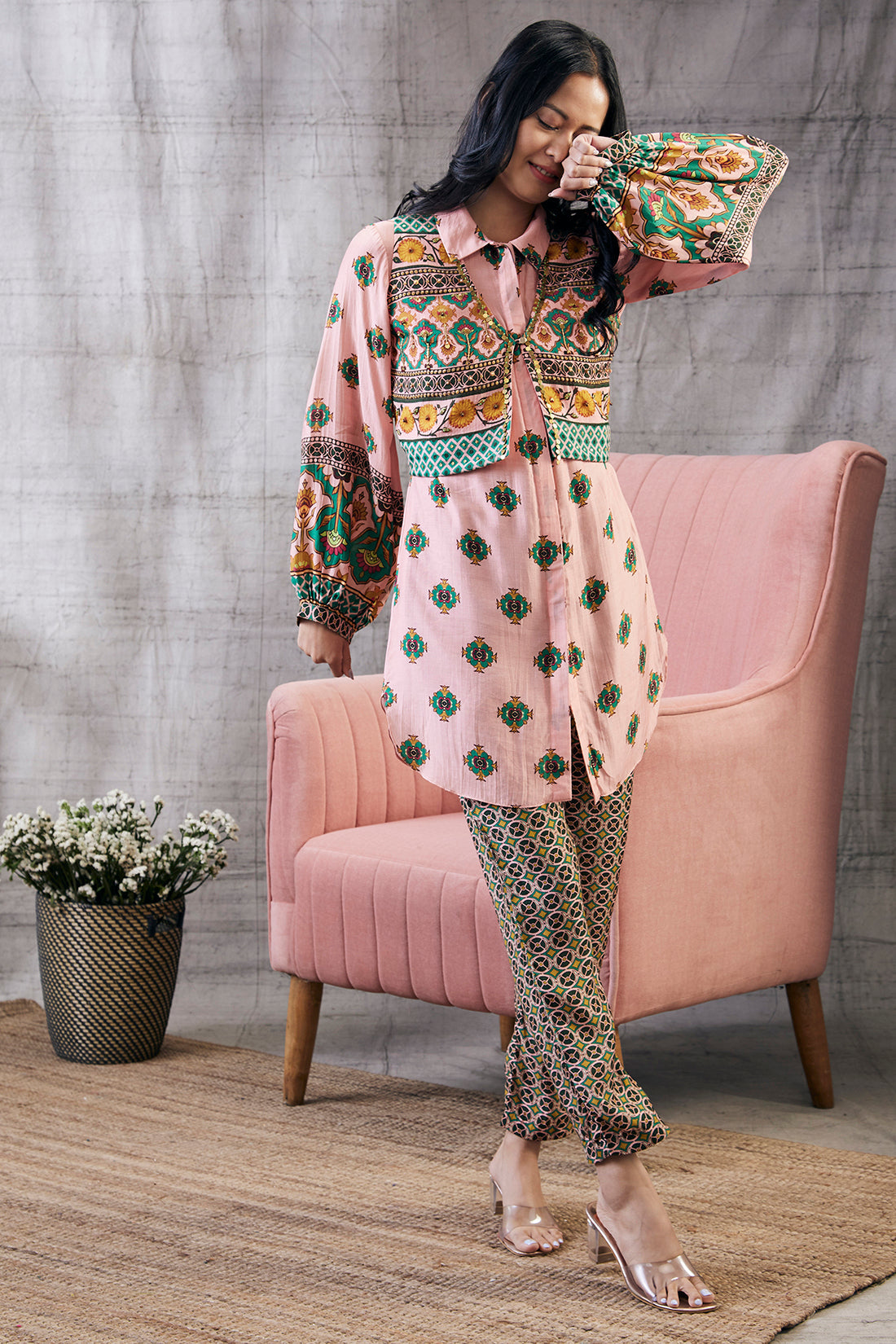 Taahira Printed Co-Ord Set With Jacket