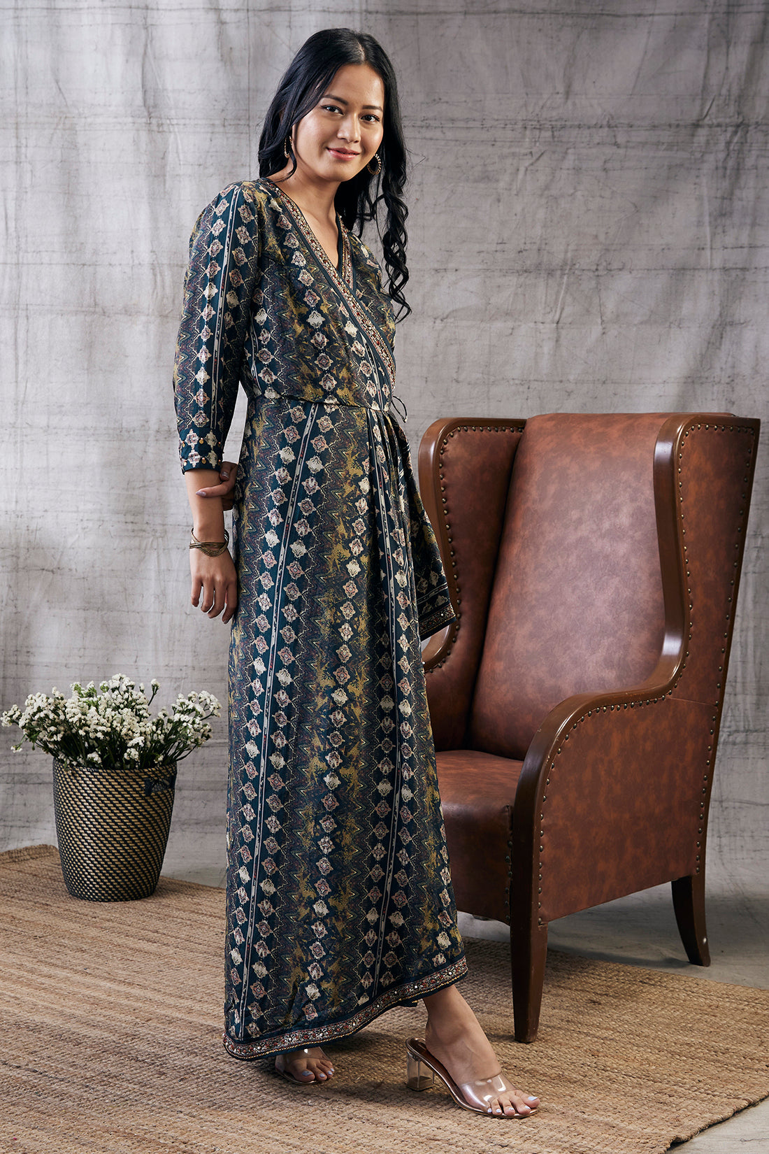 Dilara Embroidered Drape Dress