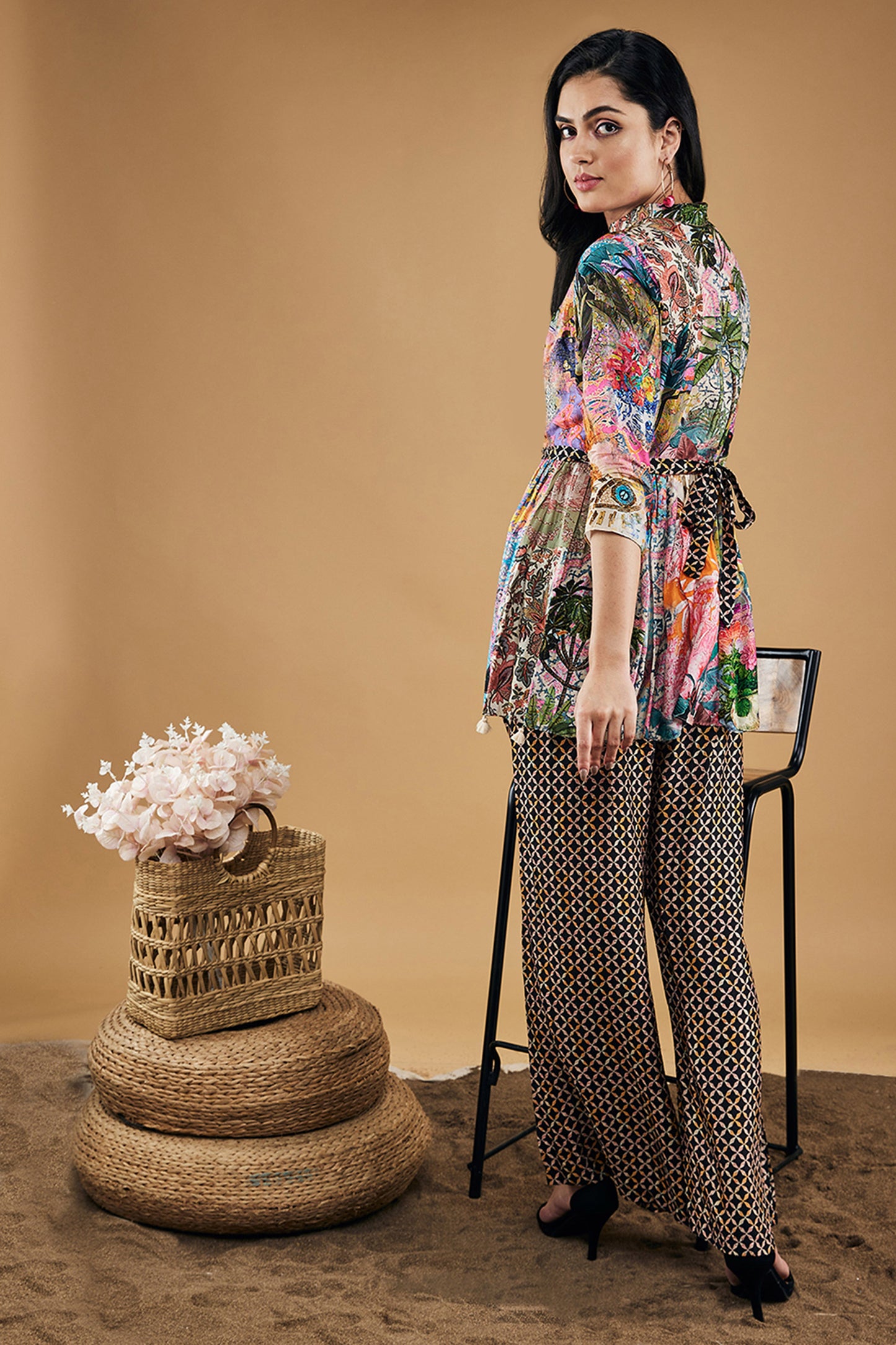 Tropical Twilight Printed Embroidered Kurta Set