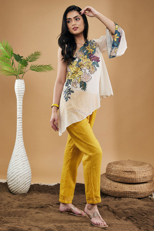 Zinnia Applique One-Shoulder Top With Pants