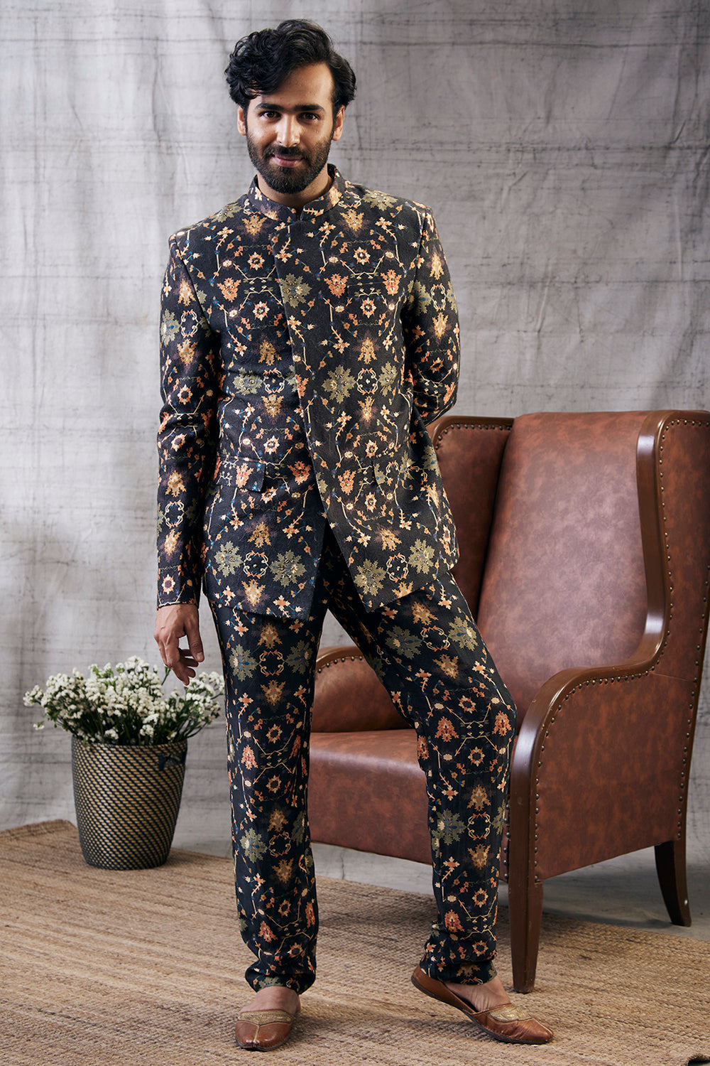 Zahra Printed Bandhgala Set