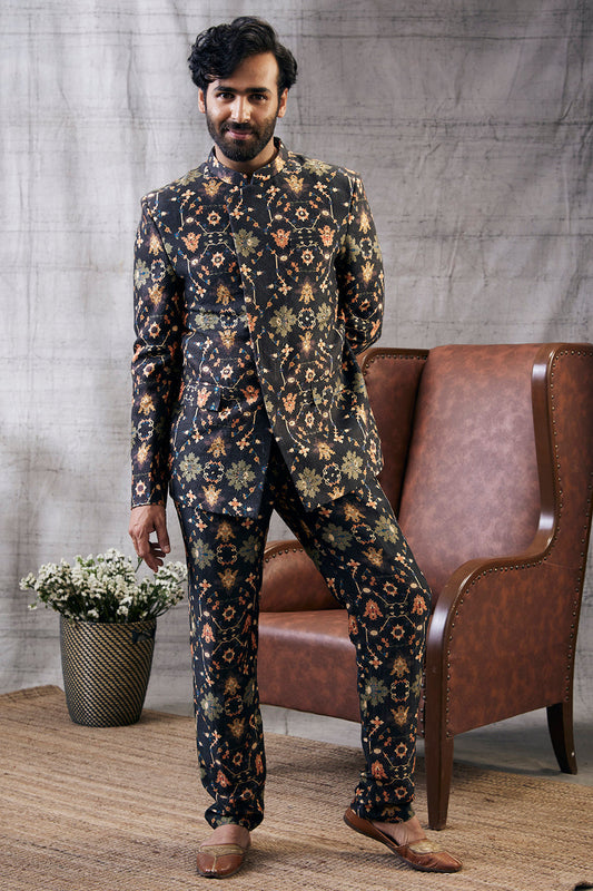 Zahra Printed Bandhgala Set