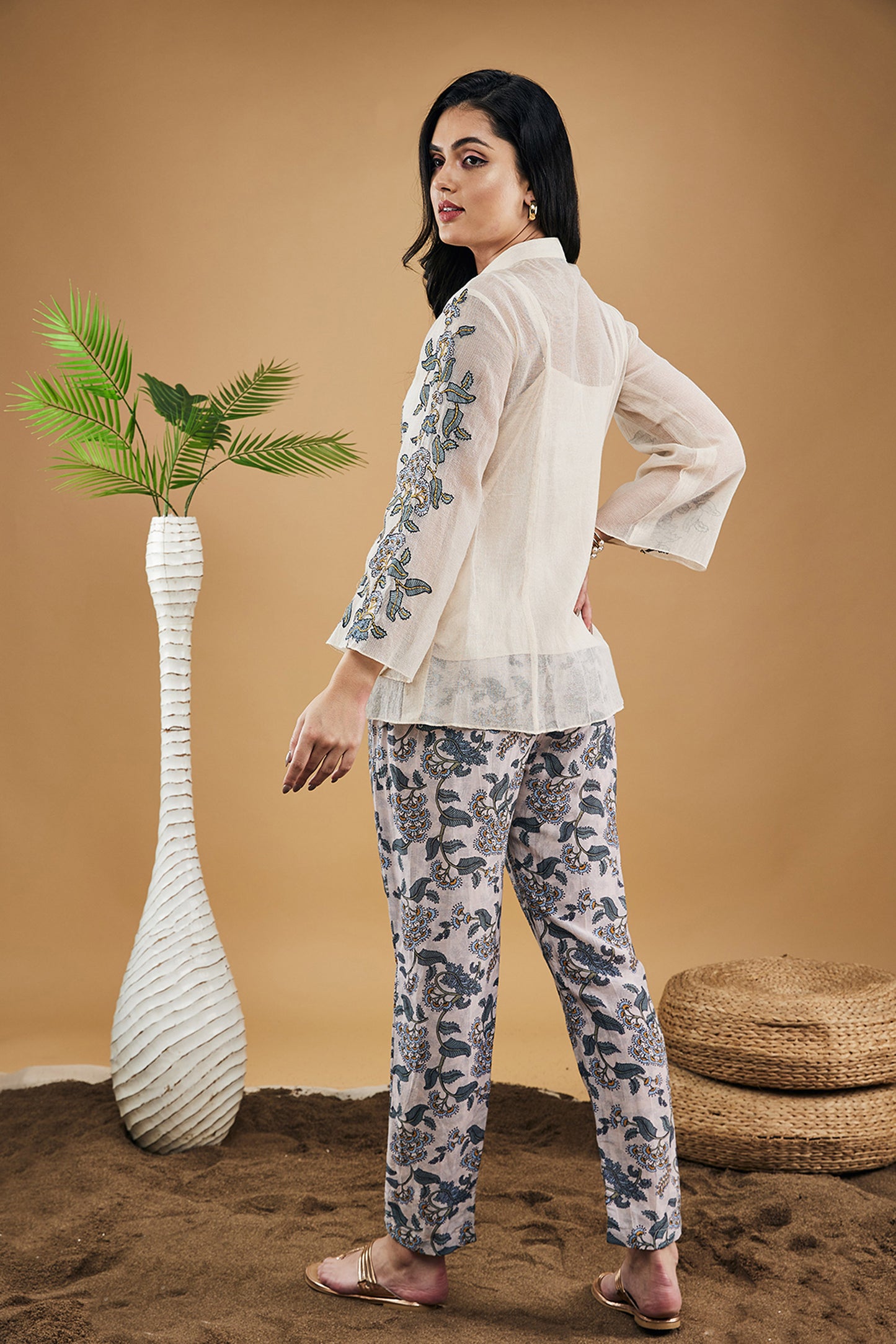 Yasmin Applique Shirt Top With Pants