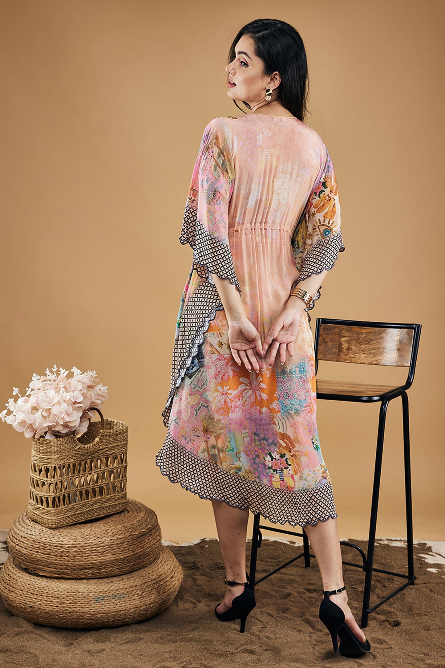 Tropical Twilight Embellished Kaftan Dress