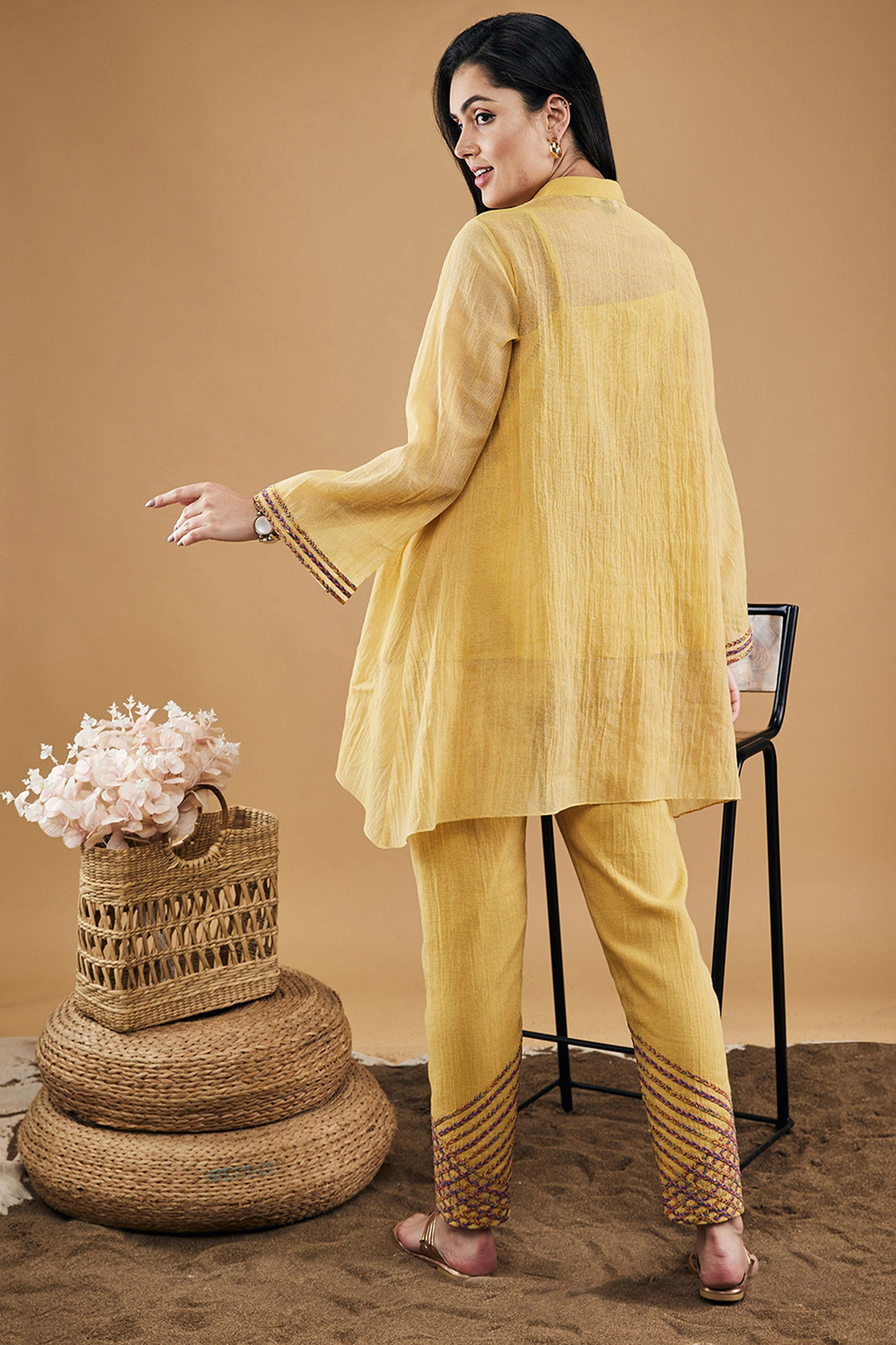 Azra Yellow Embellished Kurta Set