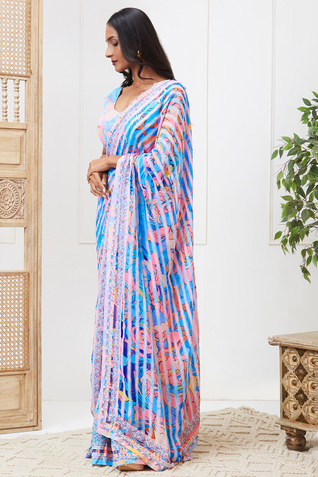 Zaynab Sequin Pre-Drape Saree