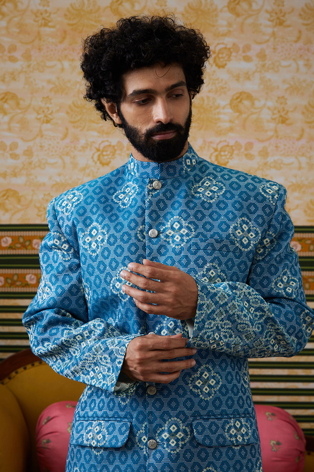 Bandhej Printed Bandhgala Set