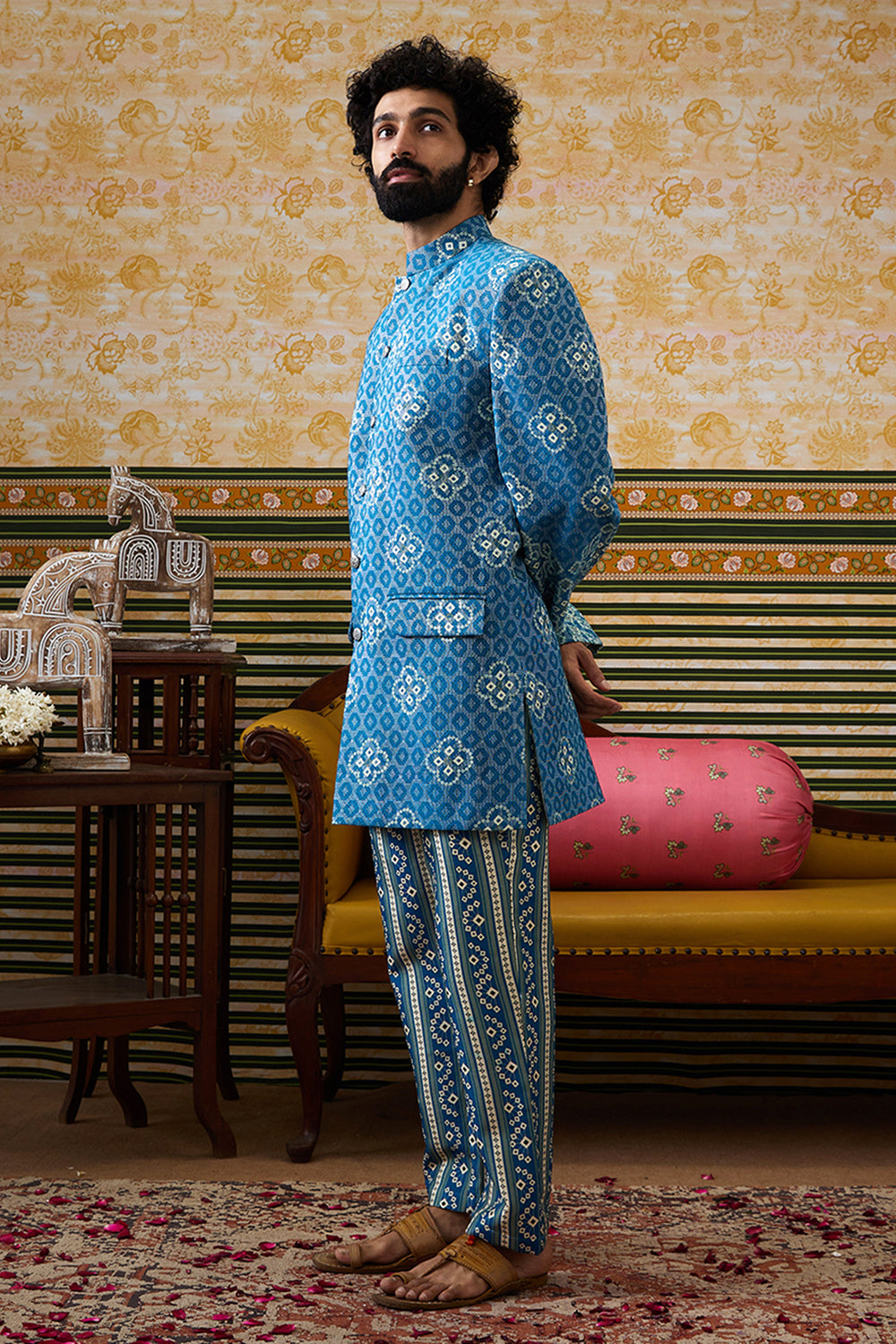 Bandhej Printed Bandhgala Set