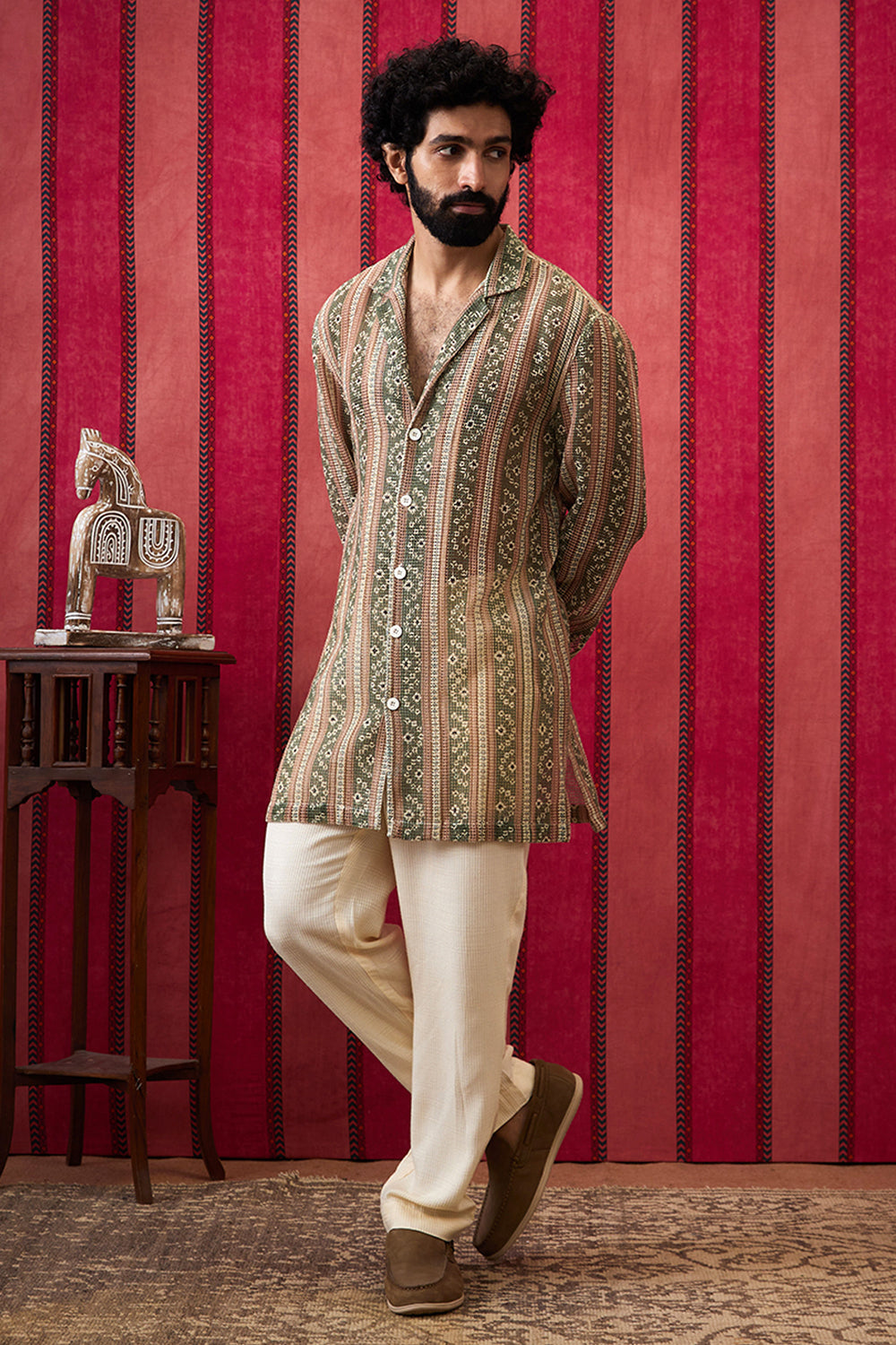 Bandhej Long Prnted Shirt With Pants